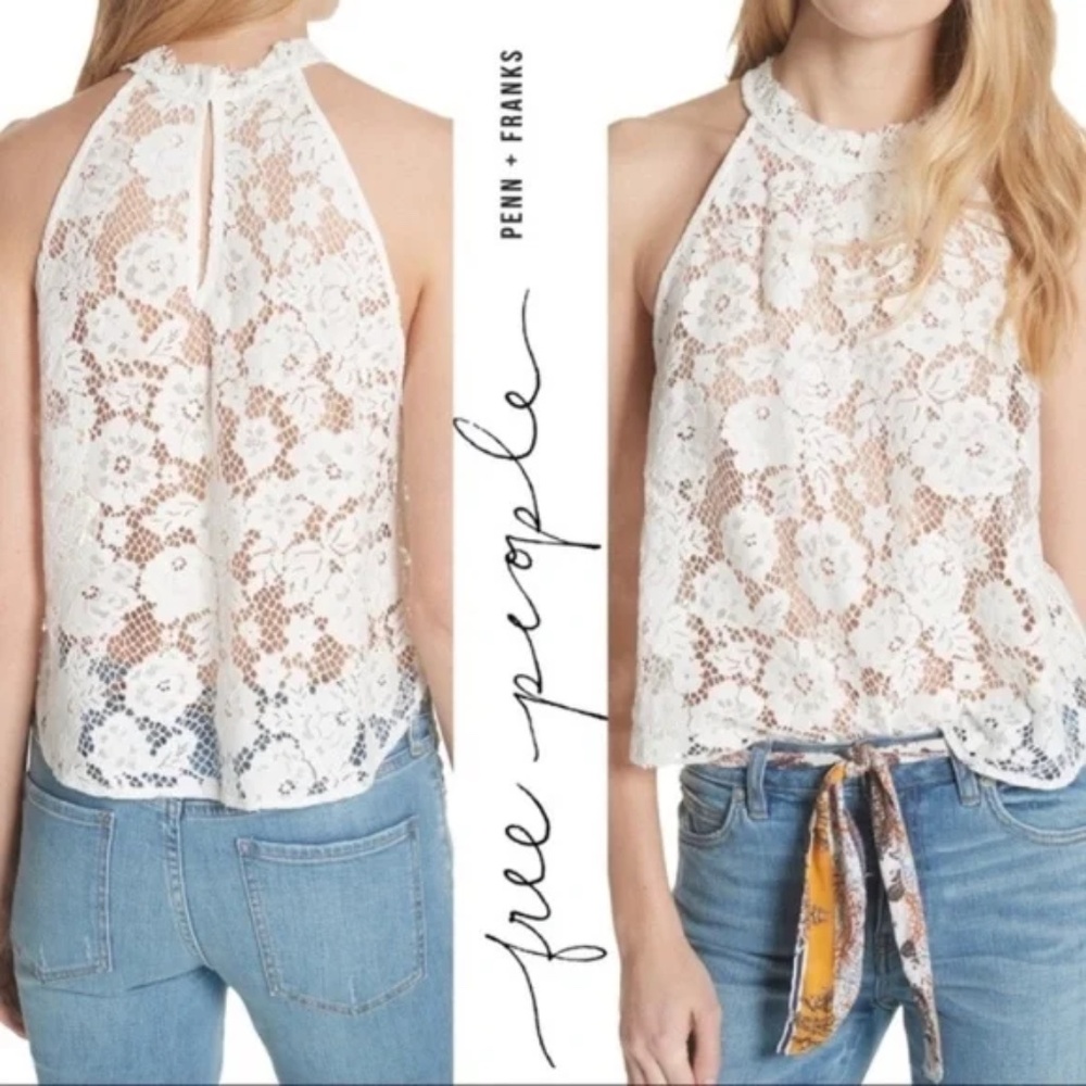 Free People White Lace Top